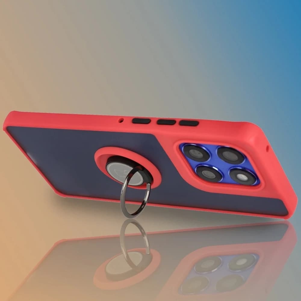 Bizon Case Hybrid Ring Motorola Edge 60 Pro rauchgrau mit rotem Rahmen - 6