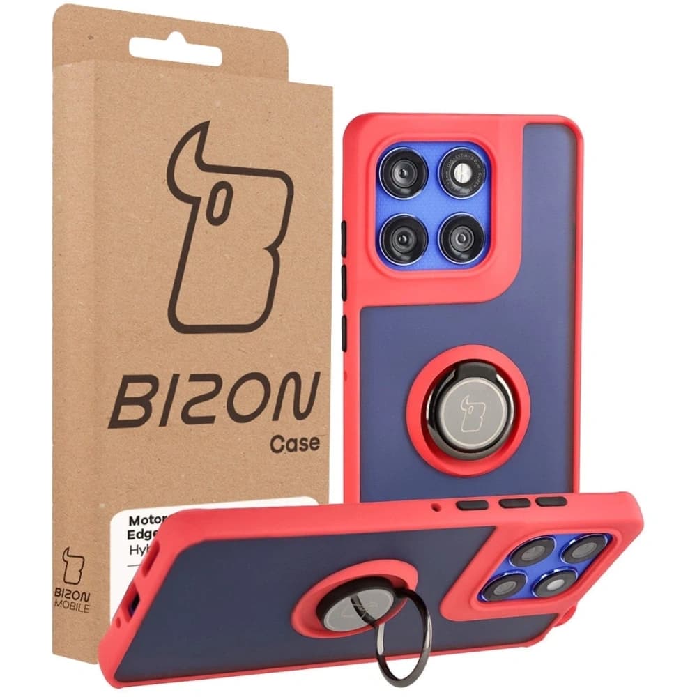 Bizon Case Hybrid Ring Motorola Edge 60 Pro rauchgrau mit rotem Rahmen - 7