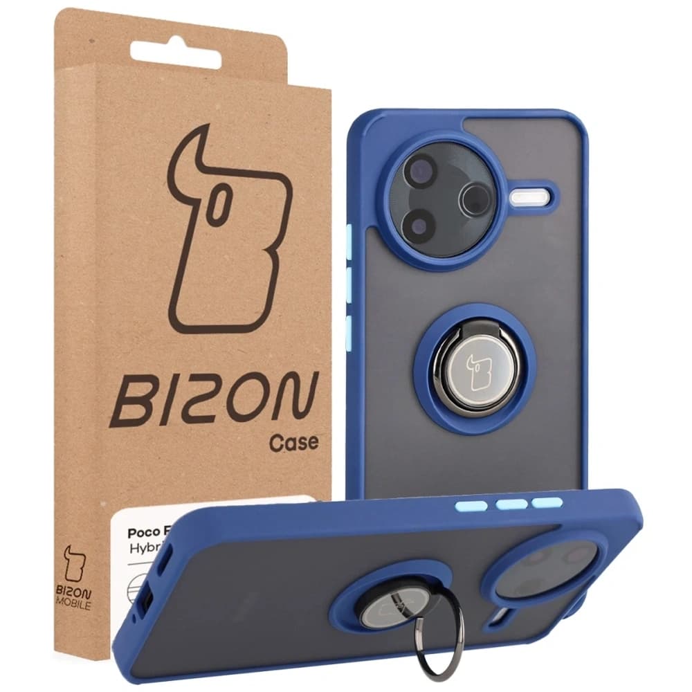 Bizon Case Hybrid Ring Xiaomi POCO F7 Pro rauchig mit marineblau - 7