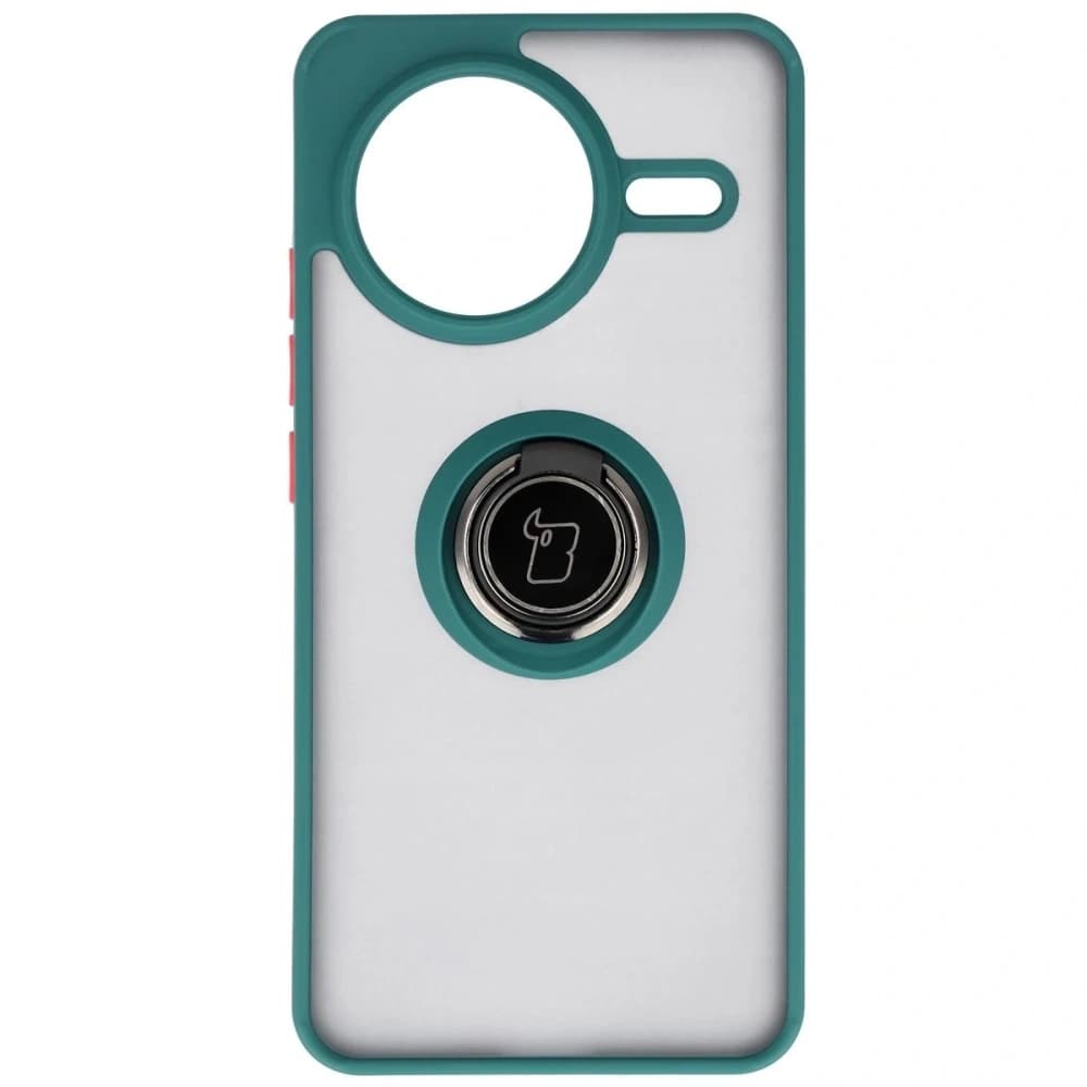 Bizon Case Hybrid Ring Xiaomi POCO F7 Pro rauchig mit einem dunkelgrünen Rahmen - 2