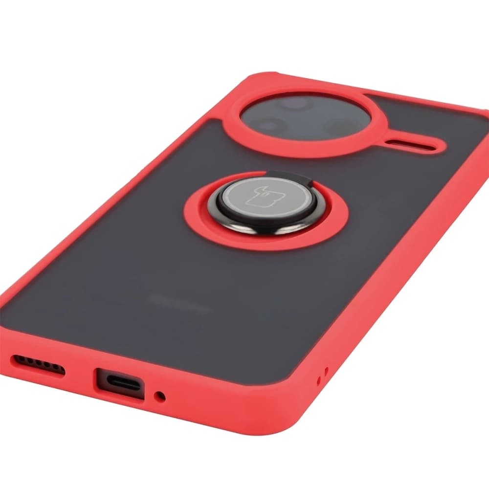 Bizon Case Hybrid Ring Xiaomi POCO F7 Pro rauchig mit rotem Rahmen - 5