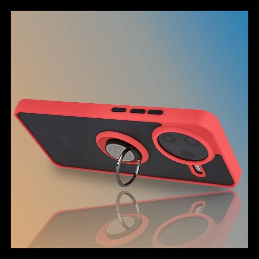 Bizon Case Hybrid Ring Xiaomi POCO F7 Pro rauchig mit rotem Rahmen - 6