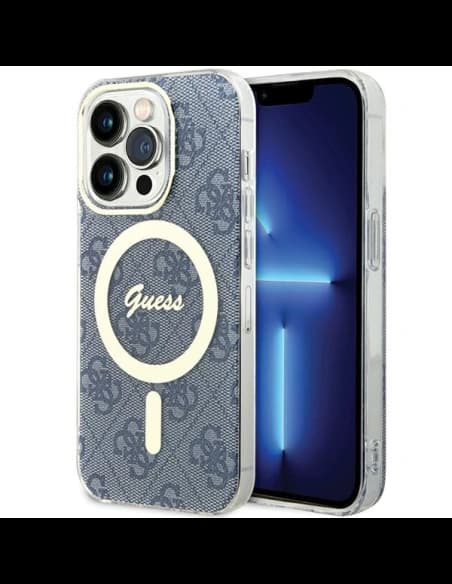 [CR] Guess Etui GUHMP15XH4STB für Apple iPhone 15 Pro Max Hardcase IML 4G MagSafe blau