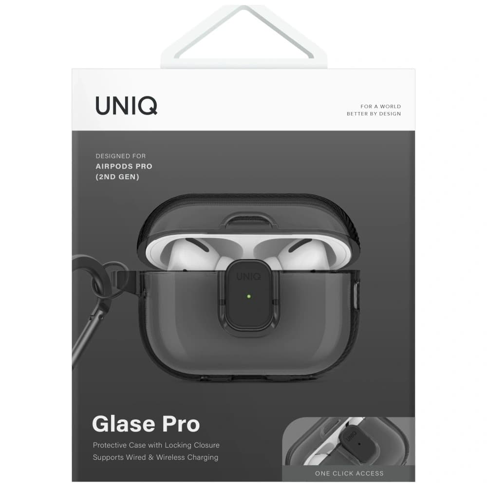 Etui UNIQ Glase Pro do Apple AirPods Pro 2 Lock Case dymny - 2