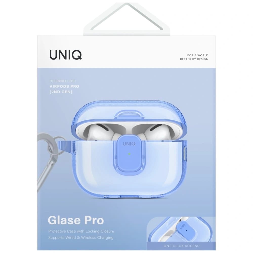 Etui UNIQ Glase Pro do Apple AirPods Pro 2 Lock Case niebieski - 2