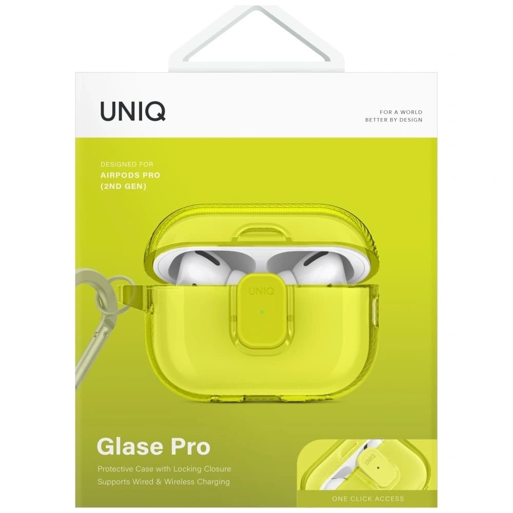 Etui UNIQ Glase Pro do Apple AirPods Pro 2 Lock Case żółty - 2