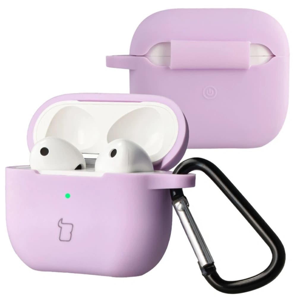 Silikonowe etui z karabińczykiem Bizon Case Headphone Silicone do Apple AirPods 3 lawendowe - 1