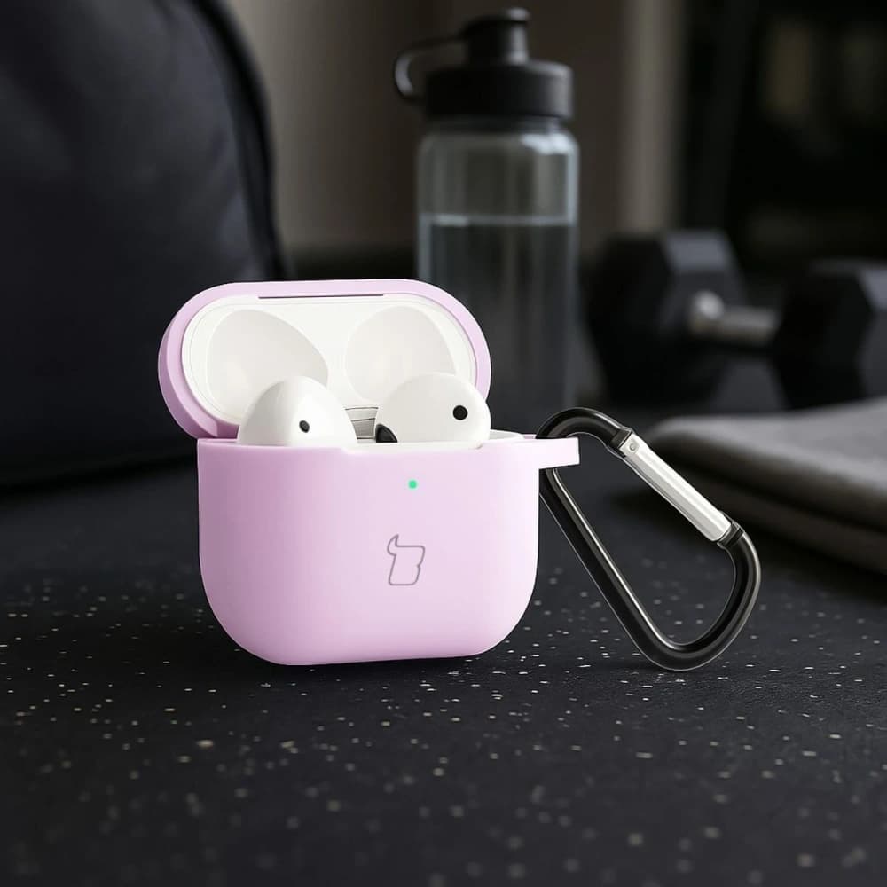 Silikonowe etui z karabińczykiem Bizon Case Headphone Silicone do Apple AirPods 3 lawendowe - 4