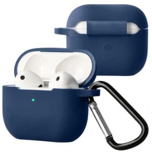 Silikonowe etui z karabińczykiem Bizon Case Headphone Silicone do Apple AirPods 3 granatowe