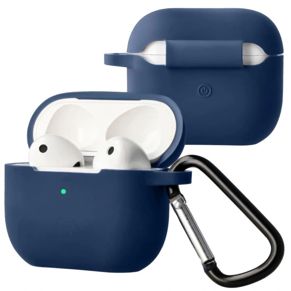 Silikonowe etui z karabińczykiem Bizon Case Headphone Silicone do Apple AirPods 3 granatowe - 1