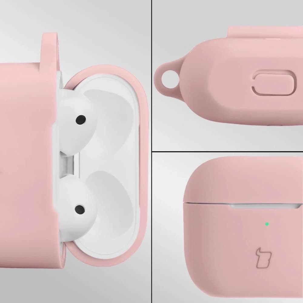 Silikonowe etui z karabińczykiem Bizon Case Headphone Silicone do Apple AirPods 3 jasnoróżowe - 2