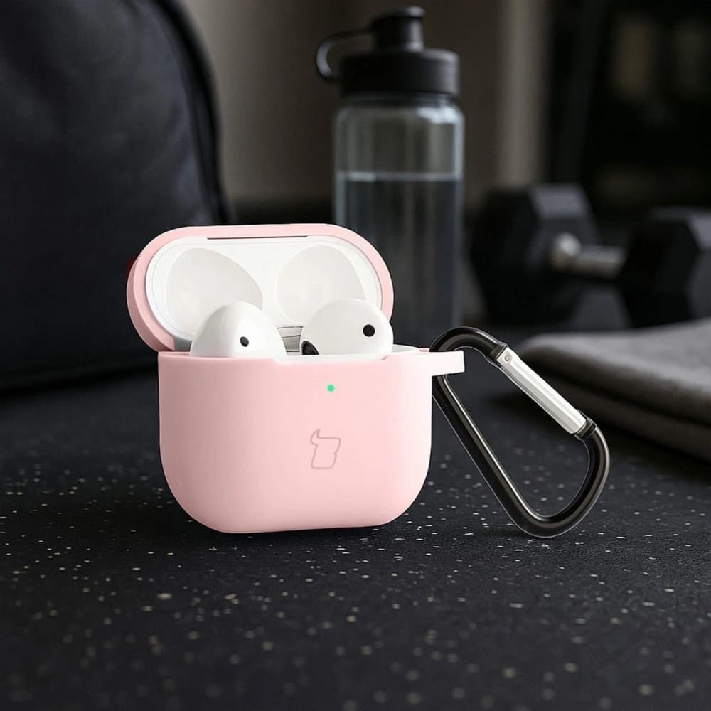 Silikonowe etui z karabińczykiem Bizon Case Headphone Silicone do Apple AirPods 3 jasnoróżowe - 4