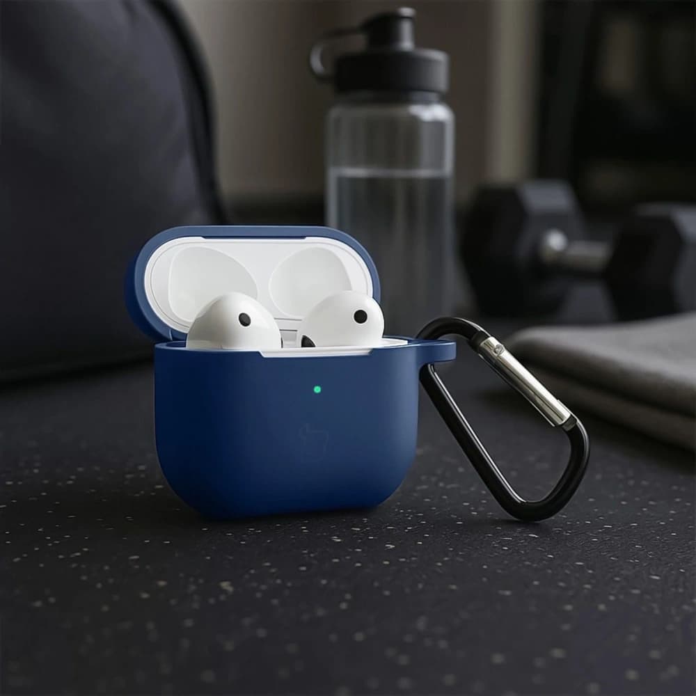 Silikonowe etui z karabińczykiem Bizon Case Headphone Silicone do Apple AirPods 3 granatowe - 4