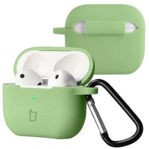 Silikonowe etui z karabińczykiem Bizon Case Headphone Silicone do Apple AirPods 3 jasnozielone