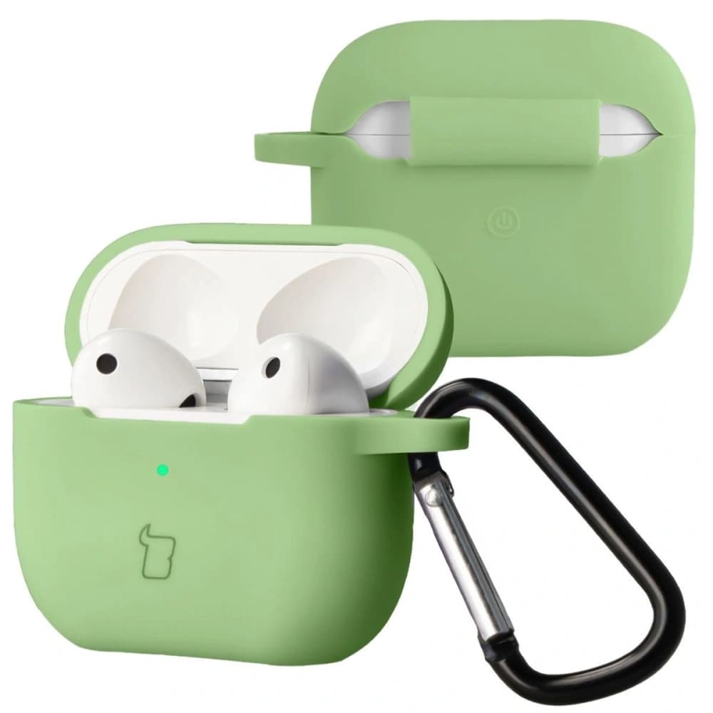 Silikonowe etui z karabińczykiem Bizon Case Headphone Silicone do Apple AirPods 3 jasnozielone - 1