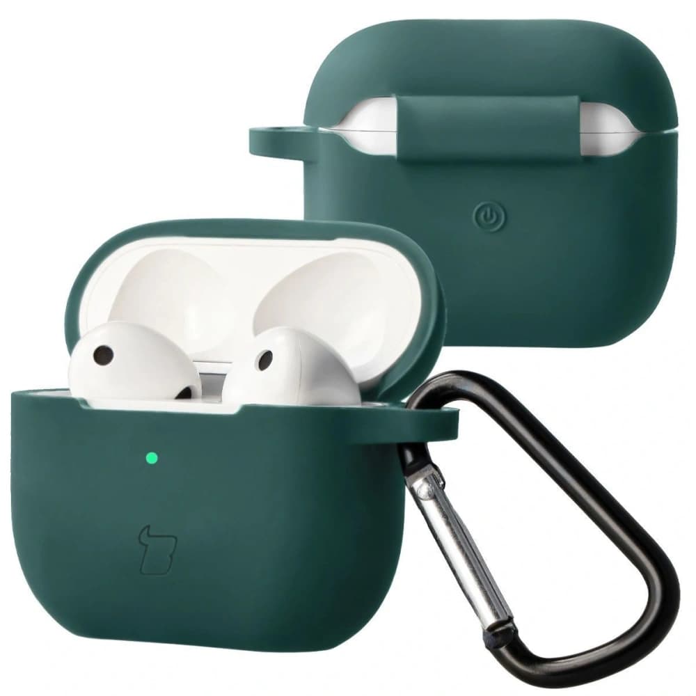 Silikonowe etui z karabińczykiem Bizon Case Headphone Silicone do Apple AirPods 3 ciemnozielone - 1