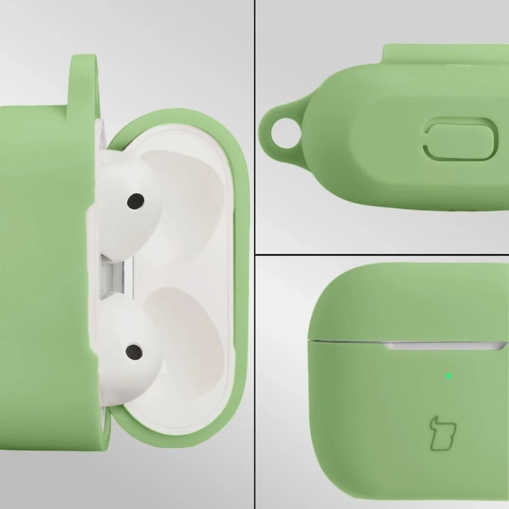 Silikonowe etui z karabińczykiem Bizon Case Headphone Silicone do Apple AirPods 3 jasnozielone - 3