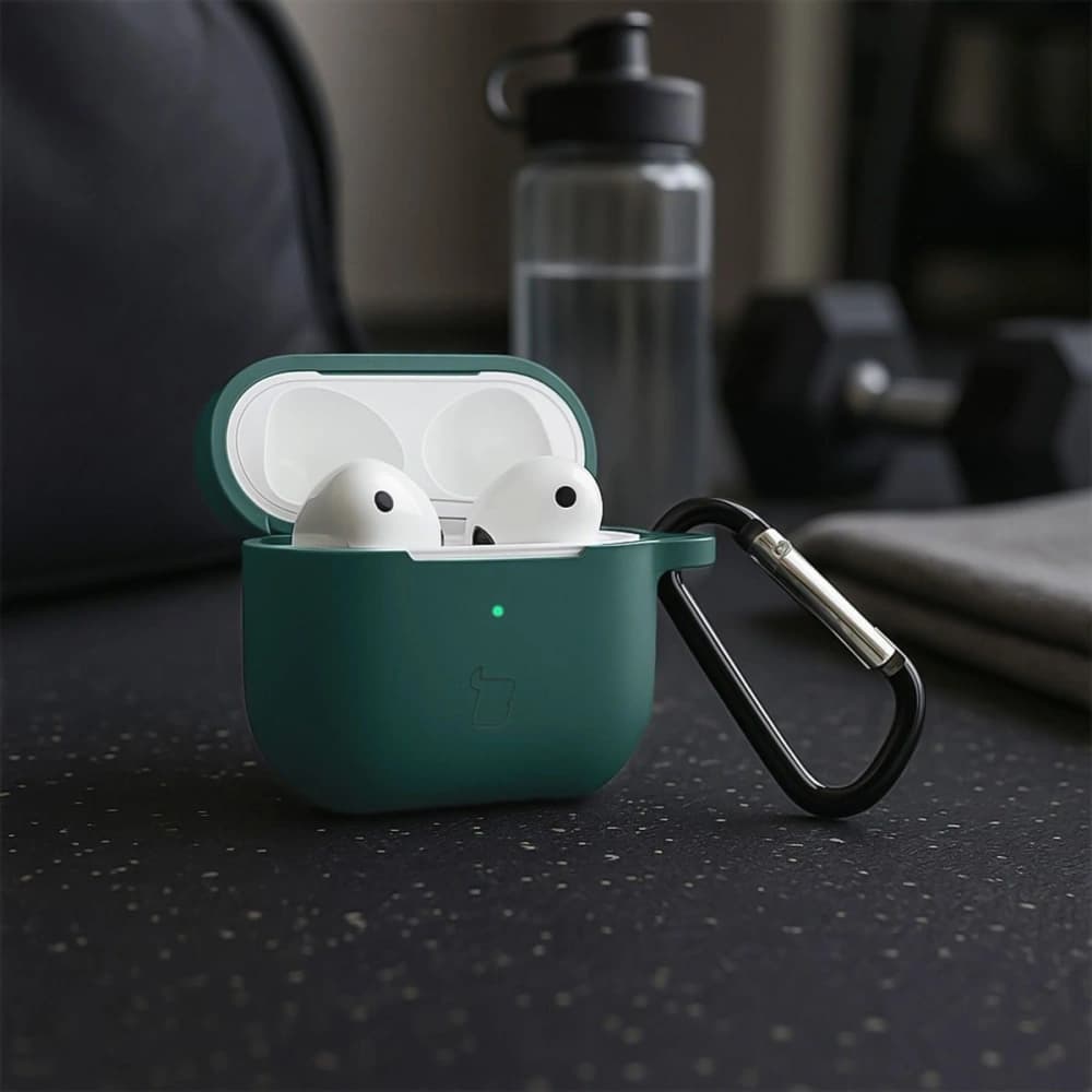 Silikonowe etui z karabińczykiem Bizon Case Headphone Silicone do Apple AirPods 3 ciemnozielone - 4