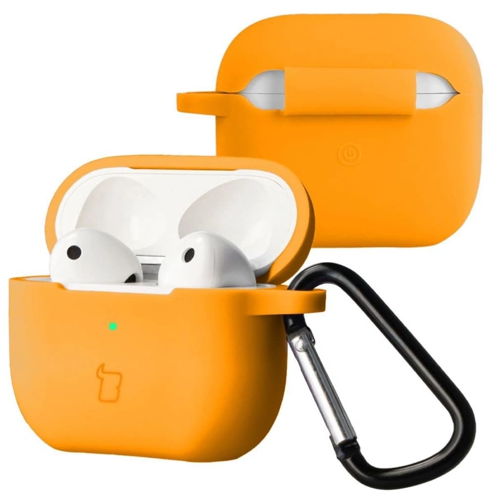 Silikonowe etui z karabińczykiem Bizon Case Headphone Silicone do Apple AirPods 3 marchewkowe - 1