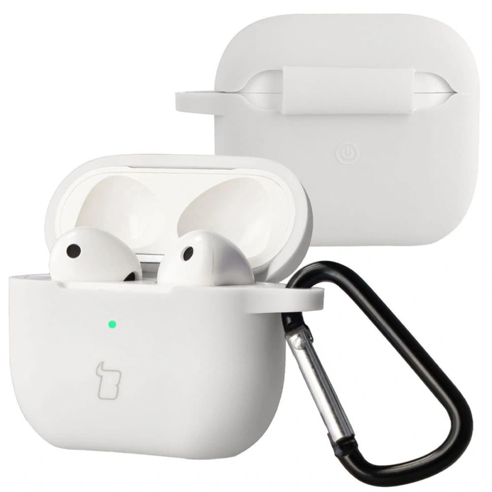 Silikonowe etui z karabińczykiem Bizon Case Headphone Silicone do Apple AirPods 3 białe - 1