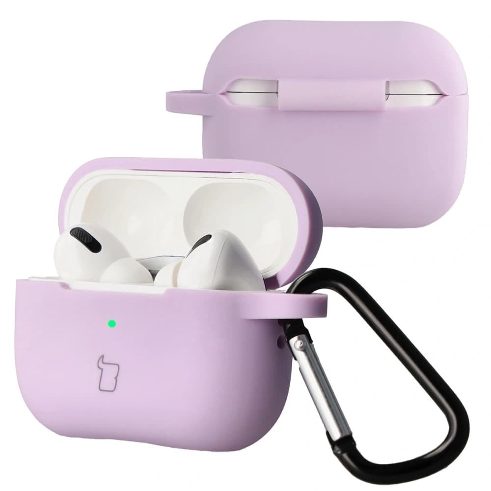 Silikonowe etui z karabińczykiem Bizon Case Headphone Silicone do Apple AirPods Pro 2 lawendowe - 1