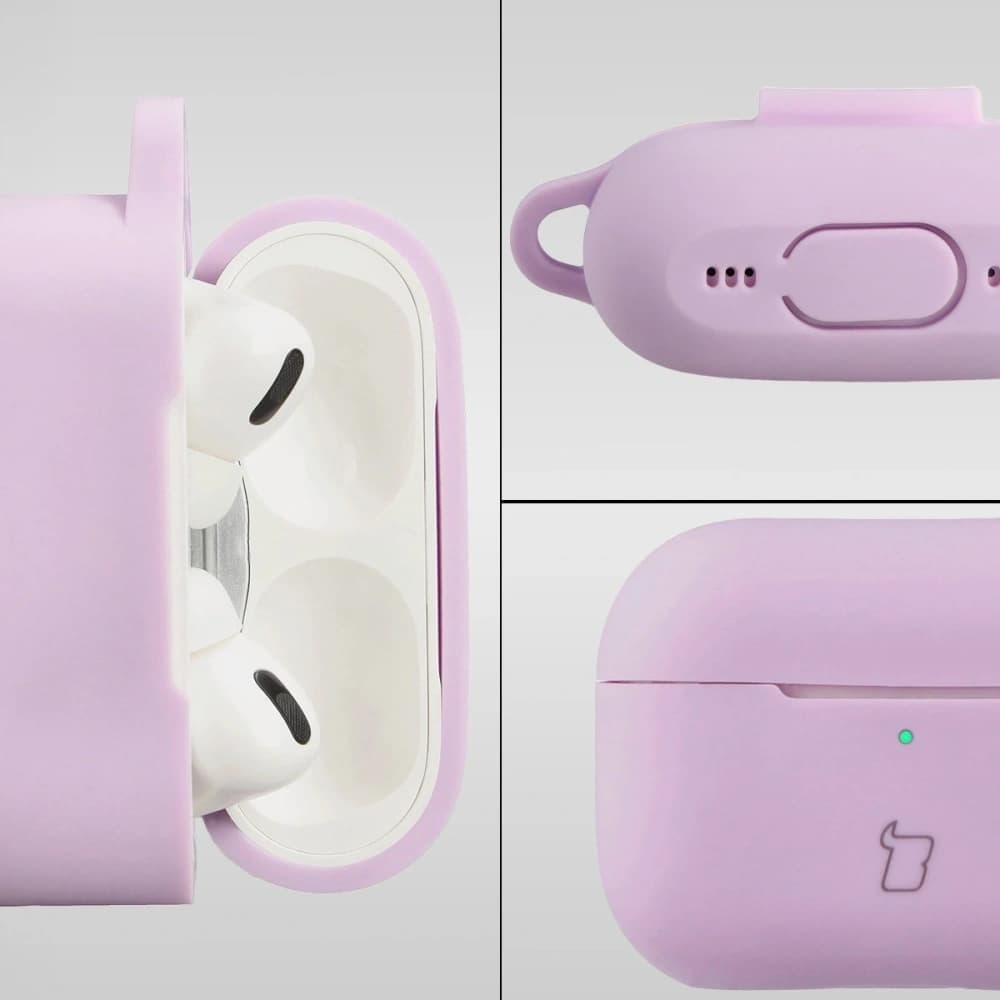 Silikonowe etui z karabińczykiem Bizon Case Headphone Silicone do Apple AirPods Pro 2 lawendowe - 3