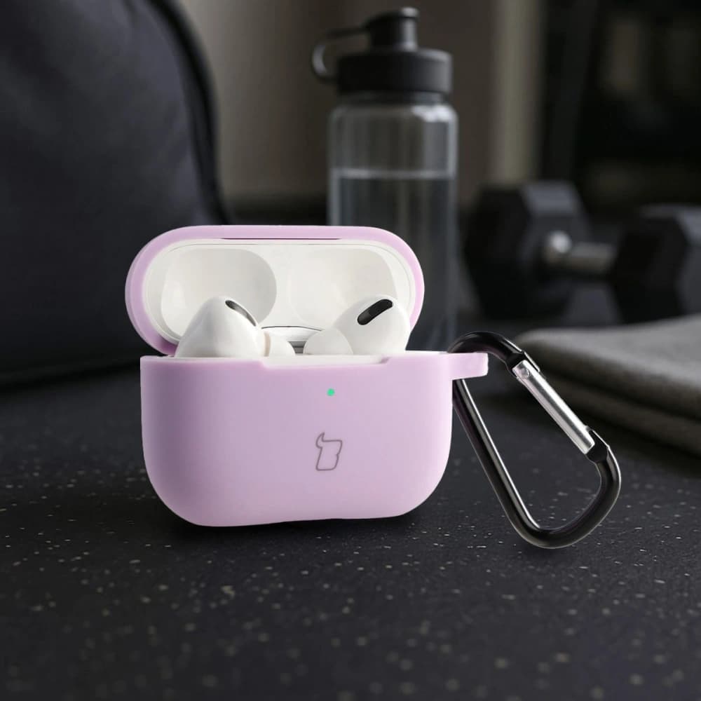 Silikonowe etui z karabińczykiem Bizon Case Headphone Silicone do Apple AirPods Pro 2 lawendowe - 4