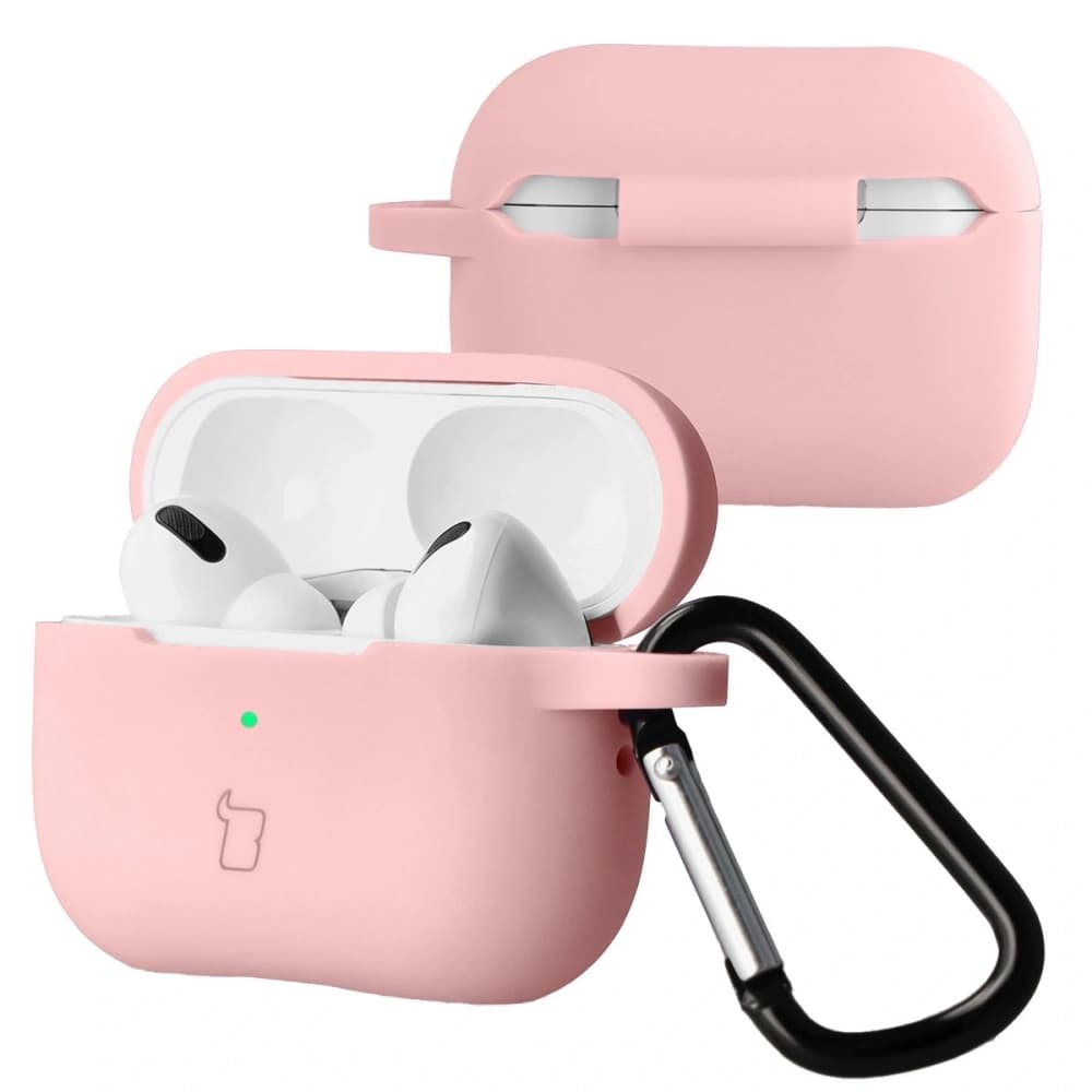 Silikonowe etui z karabińczykiem Bizon Case Headphone Silicone do Apple AirPods Pro 2 jasnoróżowe - 1
