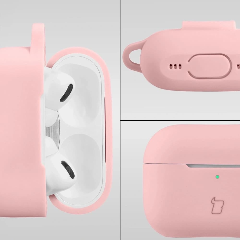Silikonowe etui z karabińczykiem Bizon Case Headphone Silicone do Apple AirPods Pro 2 jasnoróżowe - 3