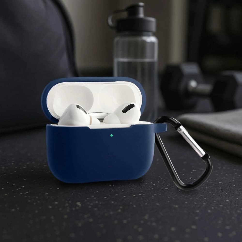 Silikonowe etui z karabińczykiem Bizon Case Headphone Silicone do Apple AirPods Pro 2 granatowe - 4