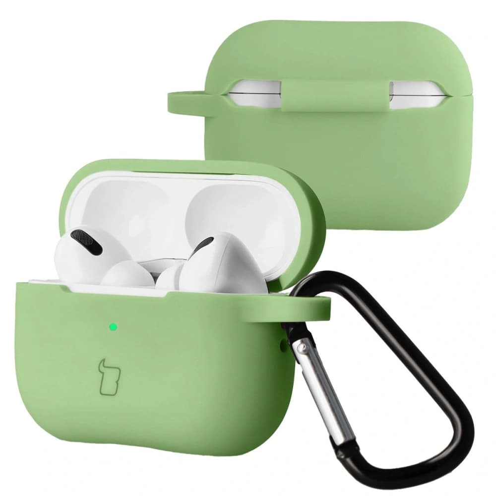 Silikonowe etui z karabińczykiem Bizon Case Headphone Silicone do Apple AirPods Pro 2 jasnozielone - 1