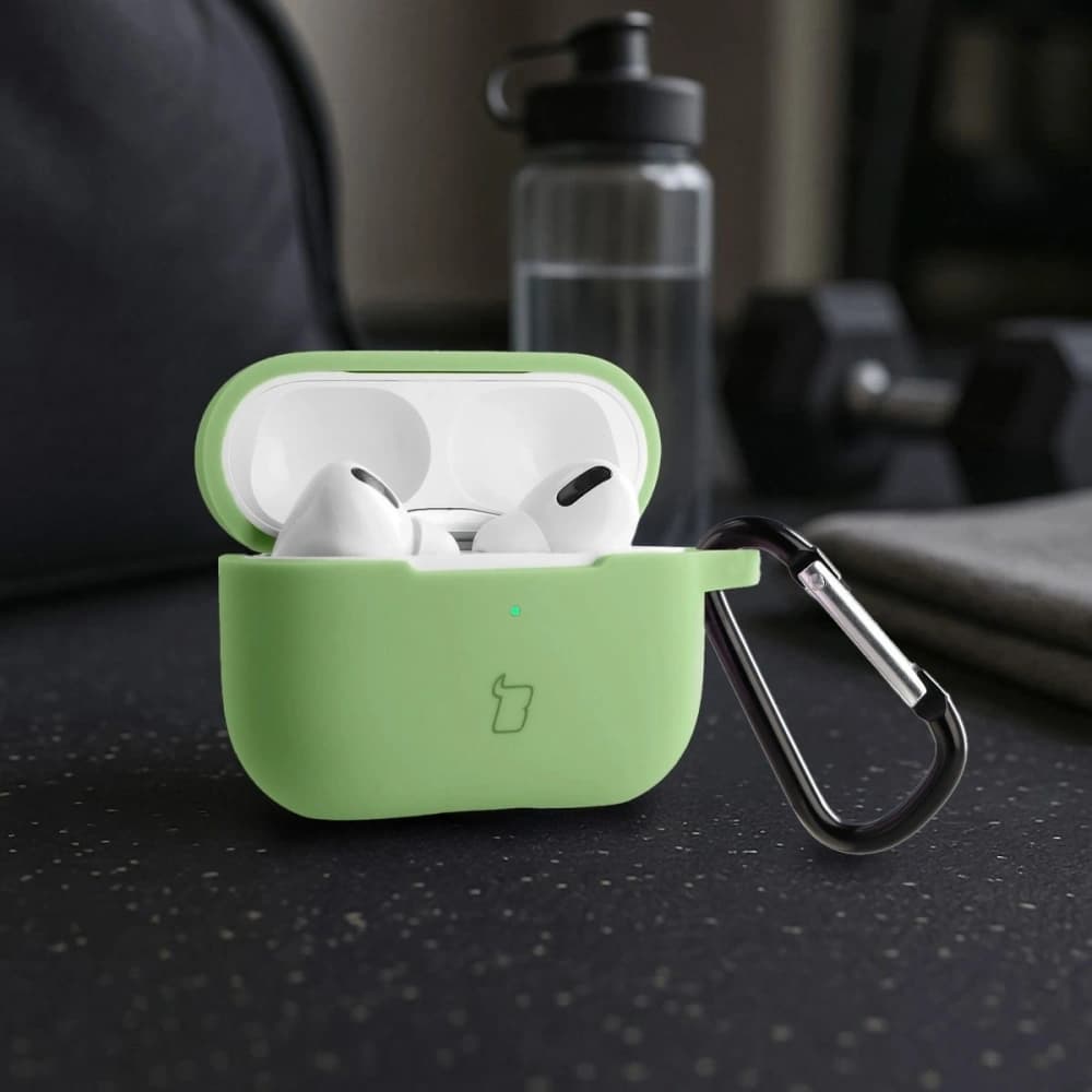 Silikonowe etui z karabińczykiem Bizon Case Headphone Silicone do Apple AirPods Pro 2 jasnozielone - 4