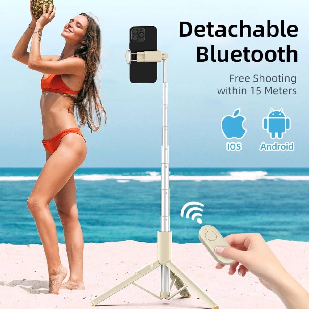 Tech-Protect L09S Bluetooth Selfie-Stick Stativ Beige - 10