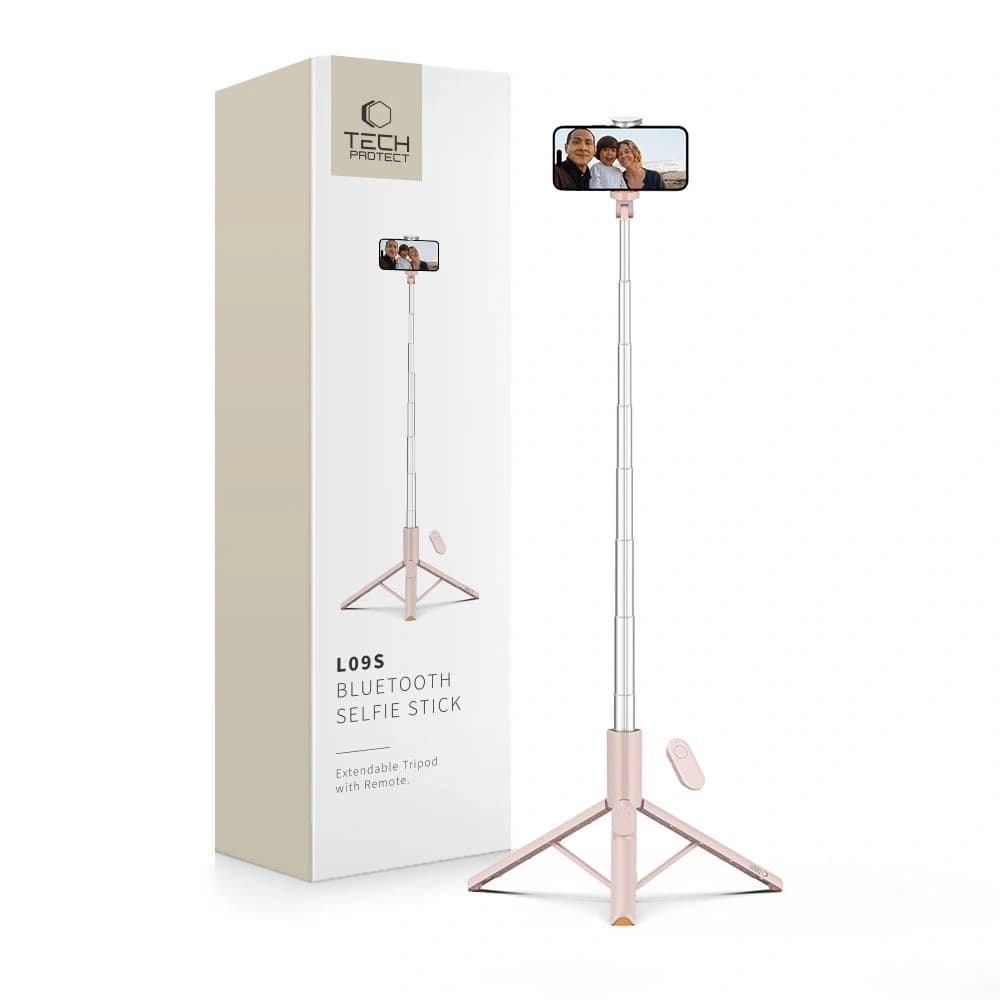 Tech-Protect L09S Bluetooth Selfie Stick Tripod Pink - 1