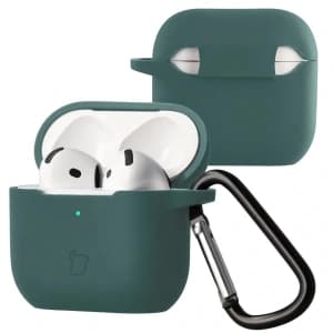 Bizon Case Kopfhörer Silikon Apple AirPods 4 dunkelgrün