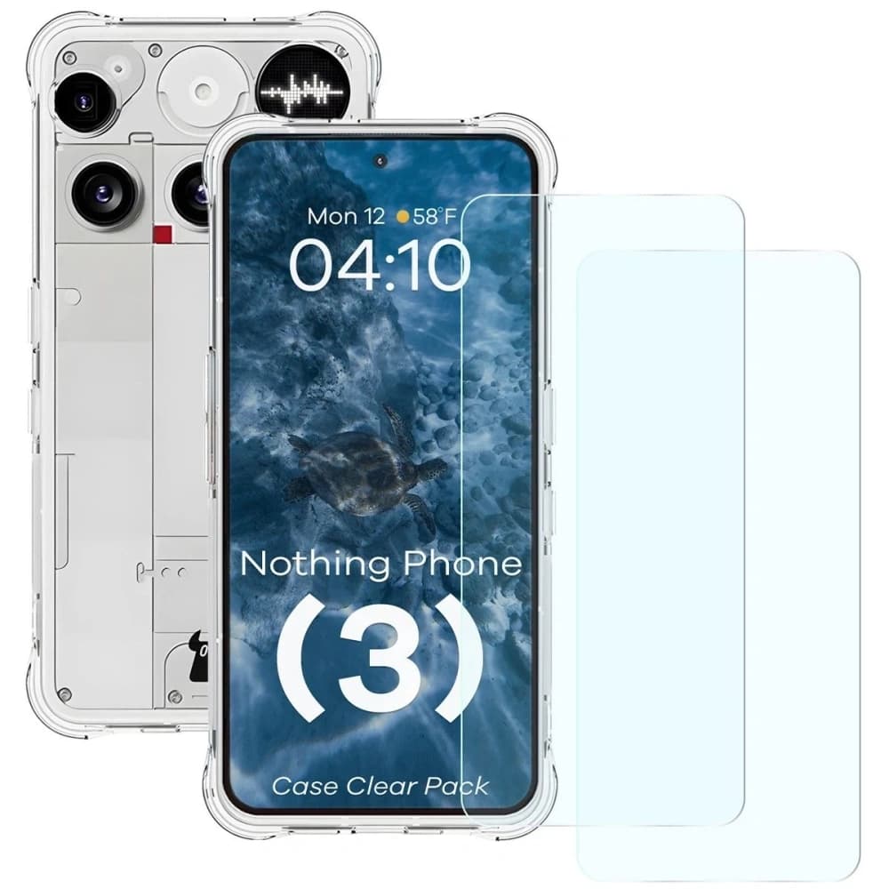 Bizon Case Clear Pack case + 2x tempered glass Nothing Phone (3) - 1