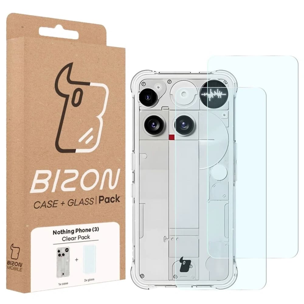 Bizon Case Clear Pack case + 2x tempered glass Nothing Phone (3) - 9