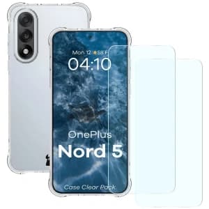 Bizon Case Clear Pack case + 2x tempered glass OnePlus Nord 5