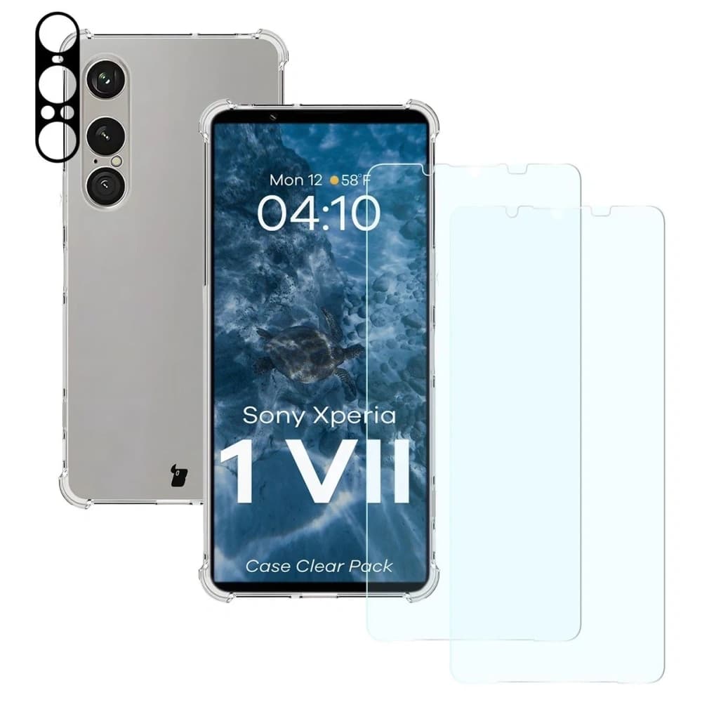 Bizon Case Clear Pack case + 2x tempered glass + lens protection Sony Xperia 1 VII - 1