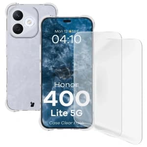 Bizon Case Clear Pack Hülle + 2x Bildschirmfolie Honor 400 Lite