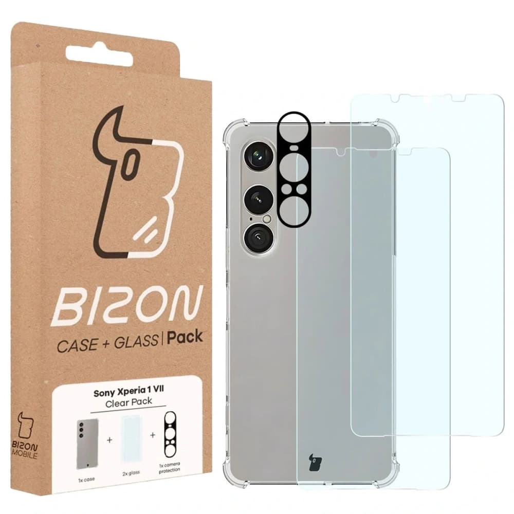 Bizon Case Clear Pack case + 2x tempered glass + lens protection Sony Xperia 1 VII - 10