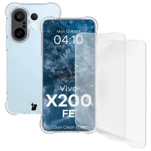 Bizon Case Clear Pack Hülle + 2x Displayschutzfolie Vivo X200 FE