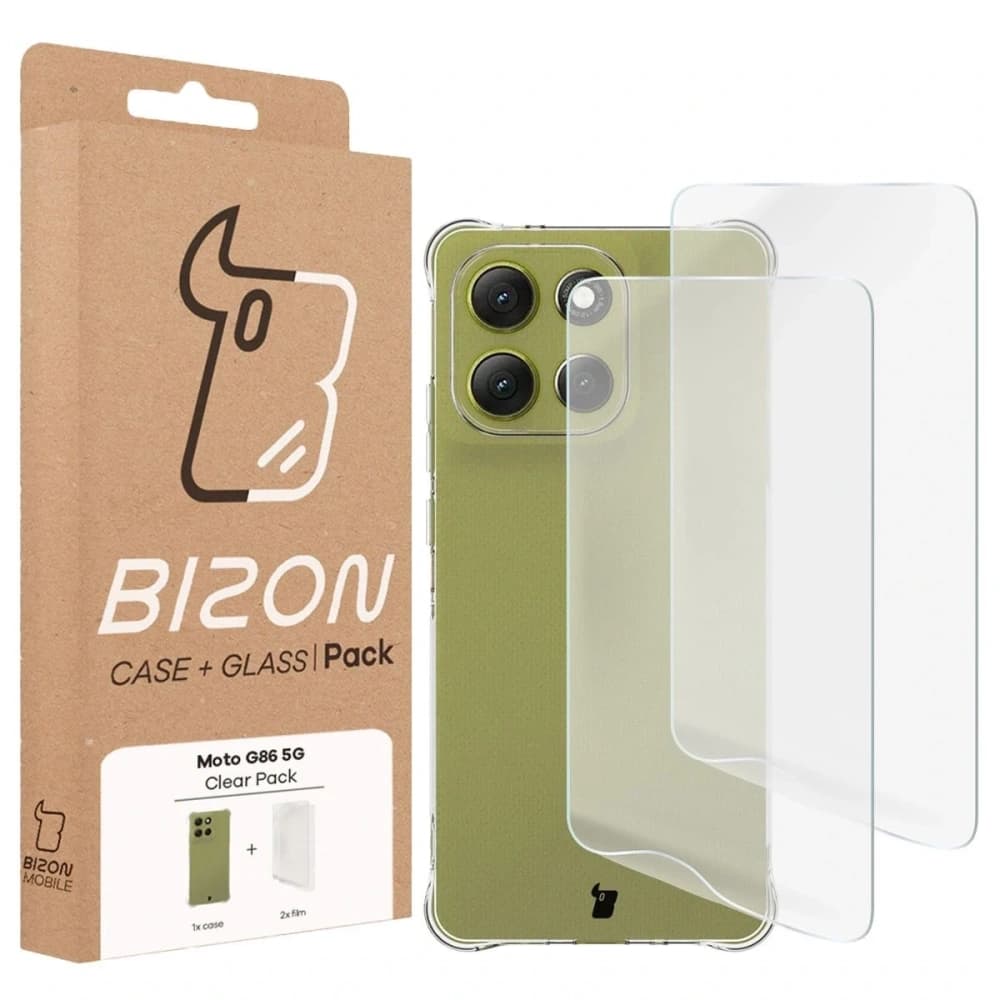 Bizon Case Clear Pack case + 2x screen film Motorola Moto G86 5G - 9