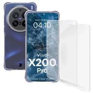 Bizon Case Clear Pack Hülle + 2x Displayschutzfolie Vivo X200 Pro