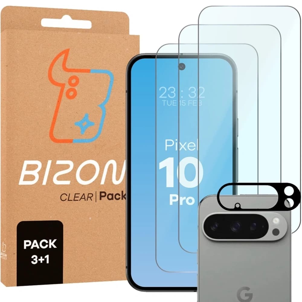 Bizon Glass Clear Pack 3x Bildschirmglas + Kameraglas Google Pixel 10 Pro - 1