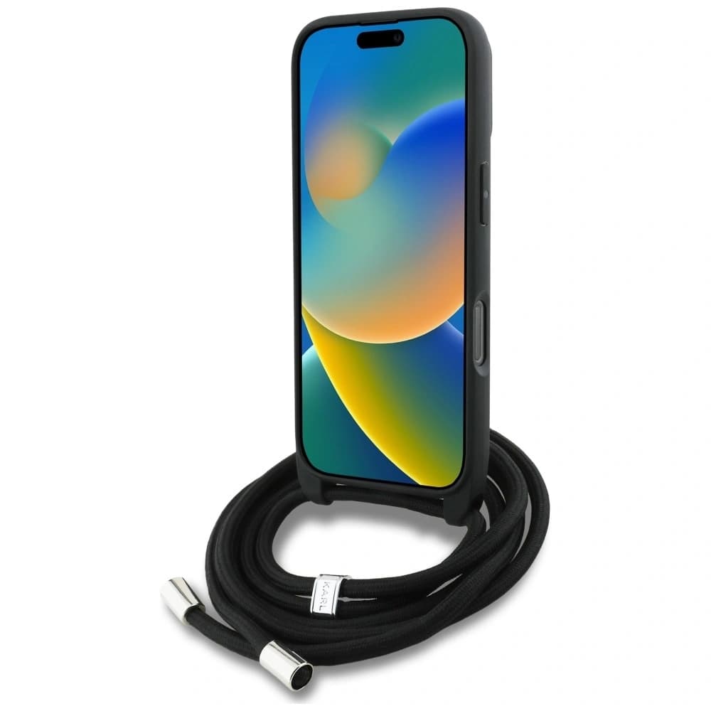 Karl Lagerfeld Umhängetasche mit strukturiertem Muster & Logo für Apple iPhone 16 schwarz - 4