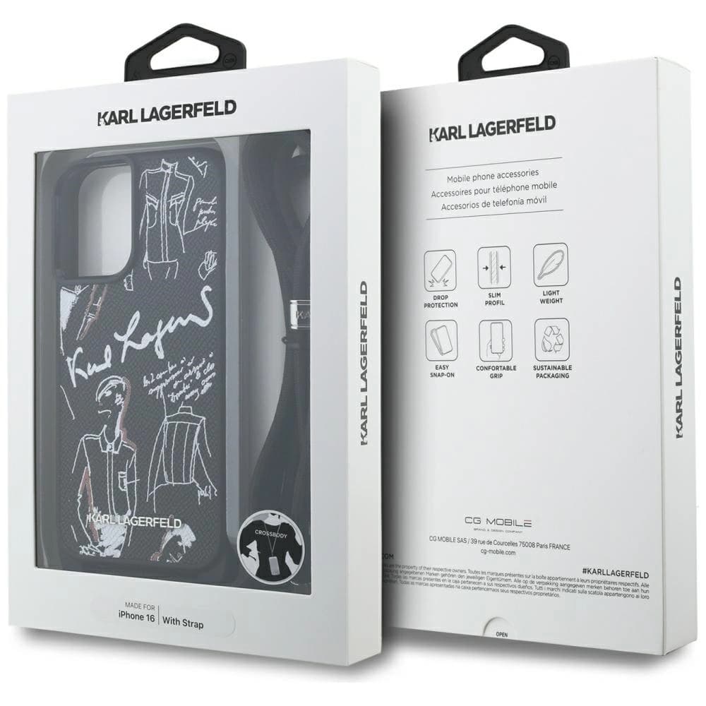 Karl Lagerfeld Umhängetasche mit strukturiertem Muster & Logo für Apple iPhone 16 schwarz - 7