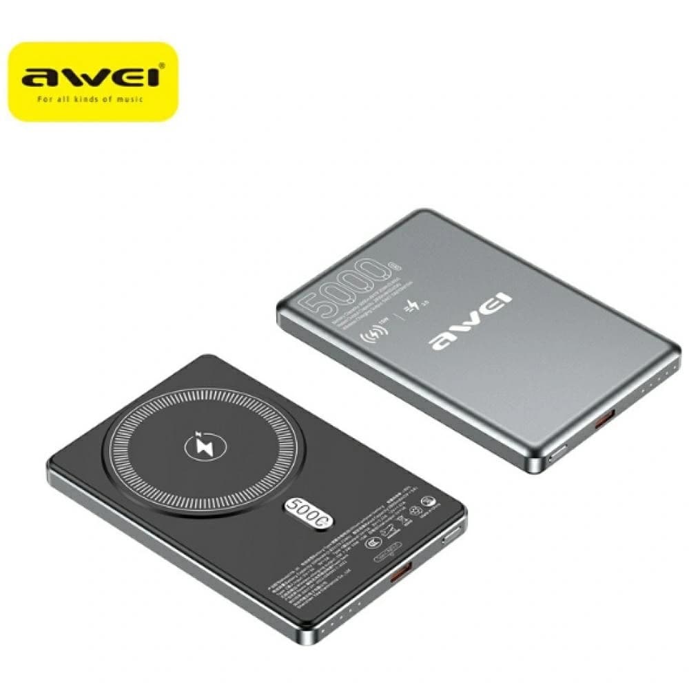 AWEI PA-30 5000mAh 20W Powerbank MagSafe grau - 1