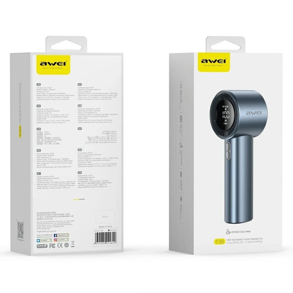 AWEI F38 Mini Taschenventilator blau - 8