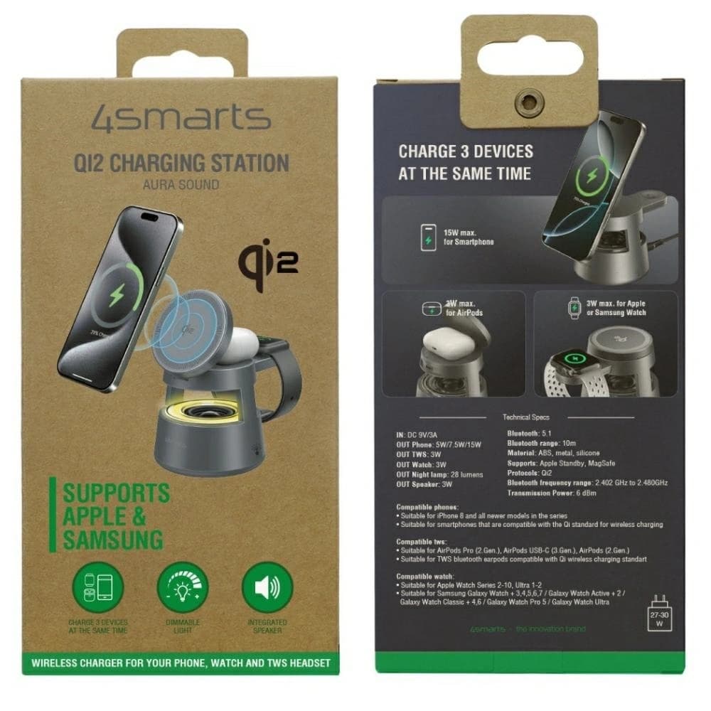 4smarts Aura Sound Charging station Qi2 grey - 8